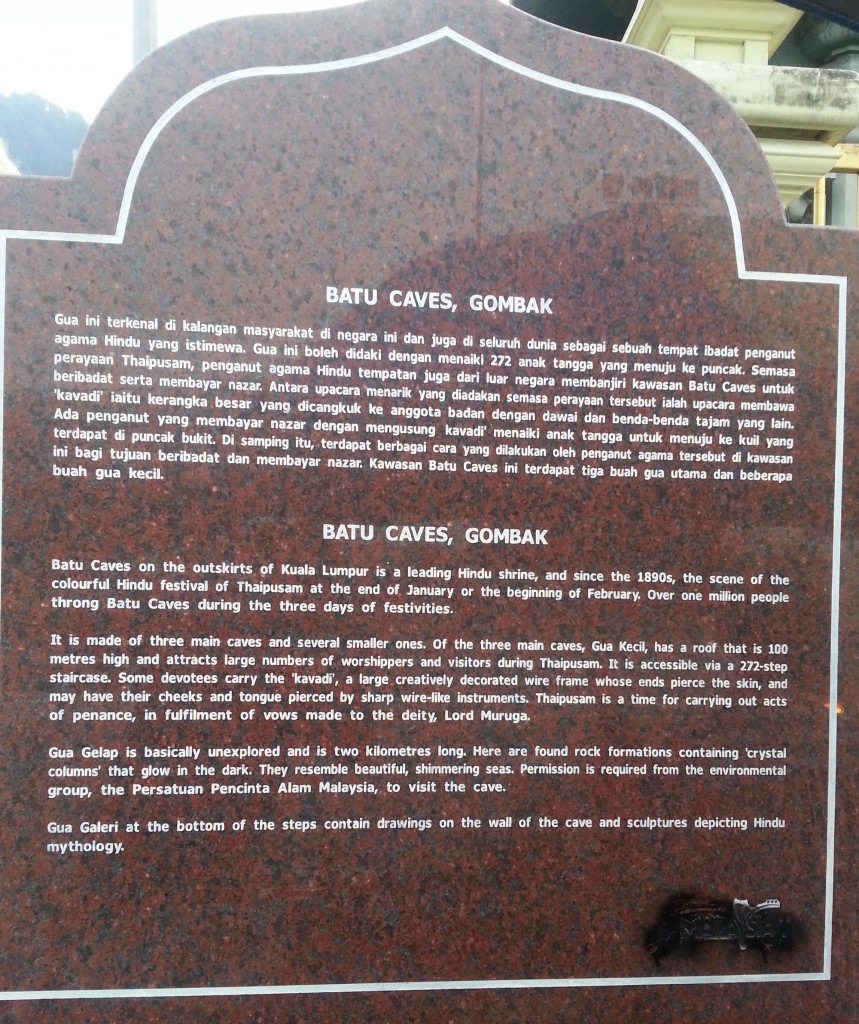 Batu Caves Plaque